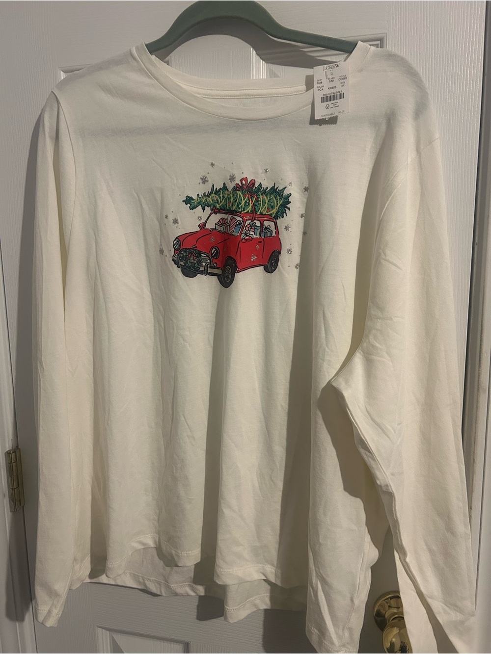J.Crew Women's Long-Sleeve Holiday Car & Tree Graphic Collector Tee NWT size 3X